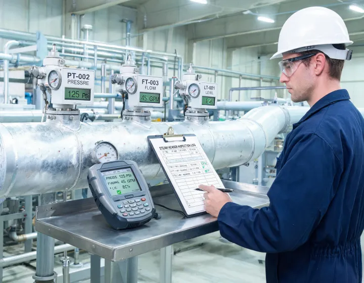 Process operator reviewing pressure flow and level transmitters